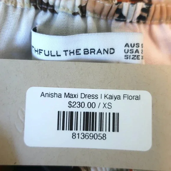 Faithfull The Brand Maxi Dress Anisha Floral Print Cotton Size Extra Small NEW - Picture 6 of 8